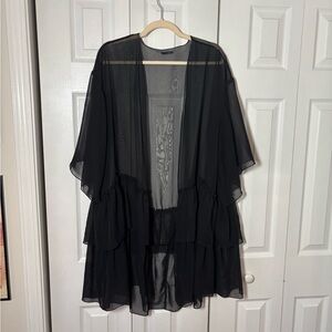 Torrid Black Sheer Ruffle Kimono- Women’s Plus Size 2X/3X